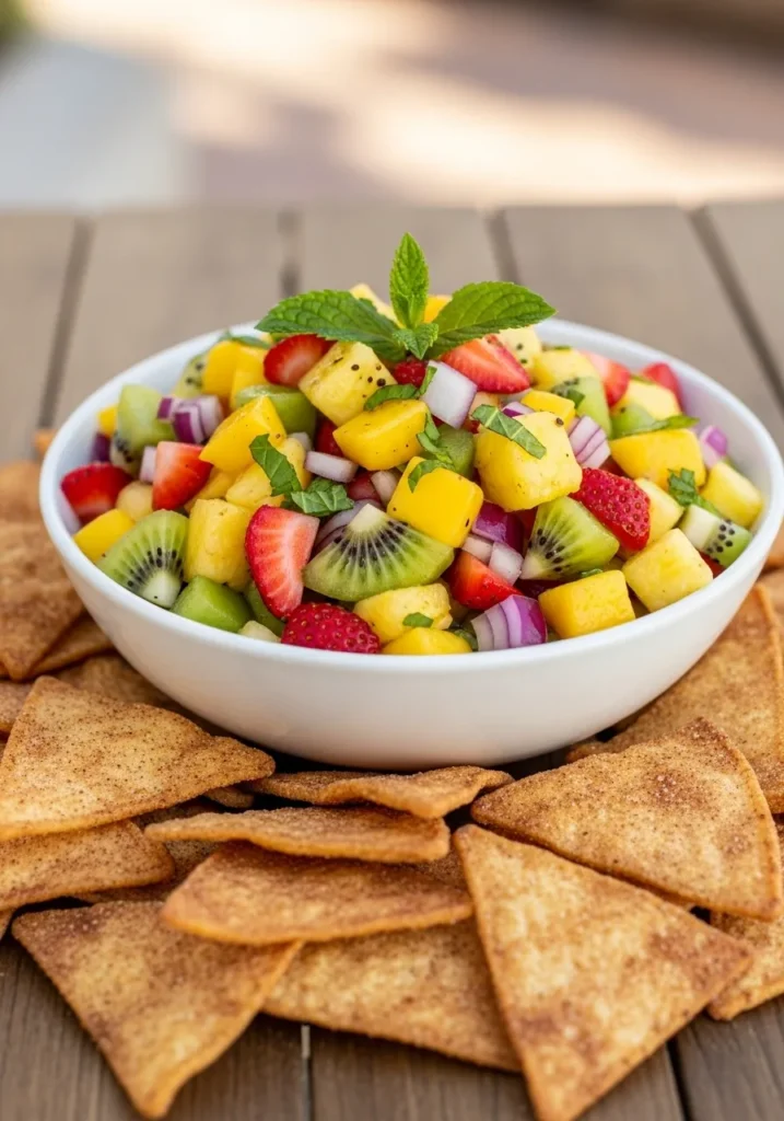 Sweet Fruit Salsa with Cinnamon Tortilla Chips