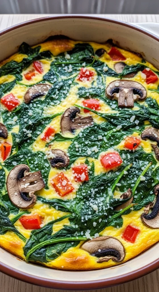 Veggie-Loaded Spinach and Mushroom Egg Casserole