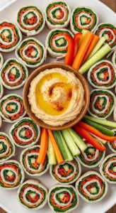 Veggie Pinwheels with Hummus