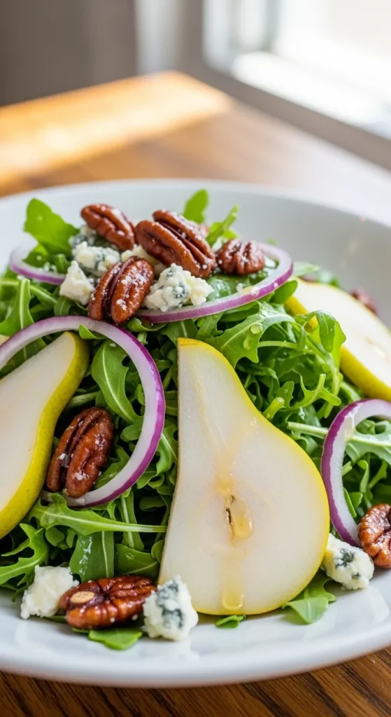 Arugula Pear Salad with Candied Pecans