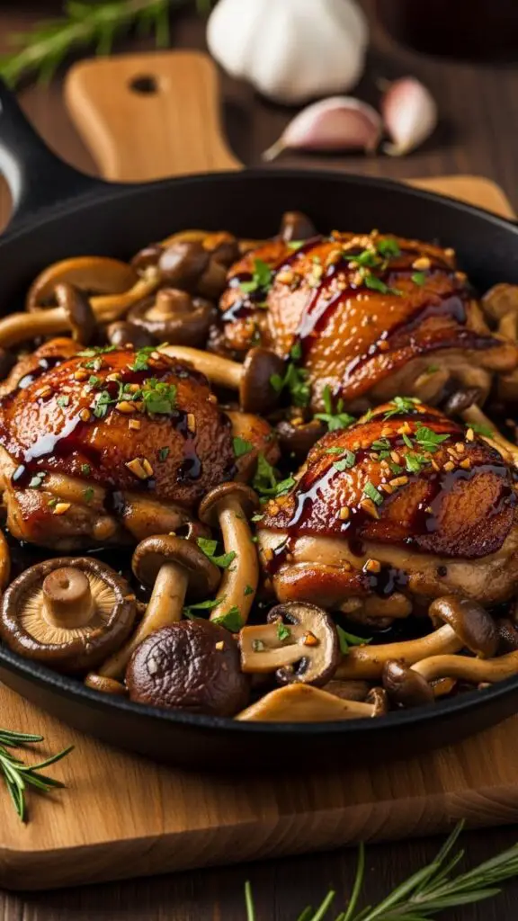 . Balsamic Garlic Chicken & Mushrooms