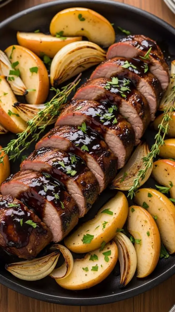 Balsamic Pork Tenderloin with Apples & Onions