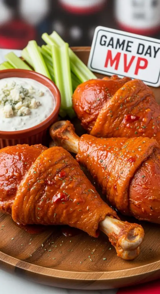 Buffalo Turkey Legs with Blue Cheese Dip (Game Day MVP)
