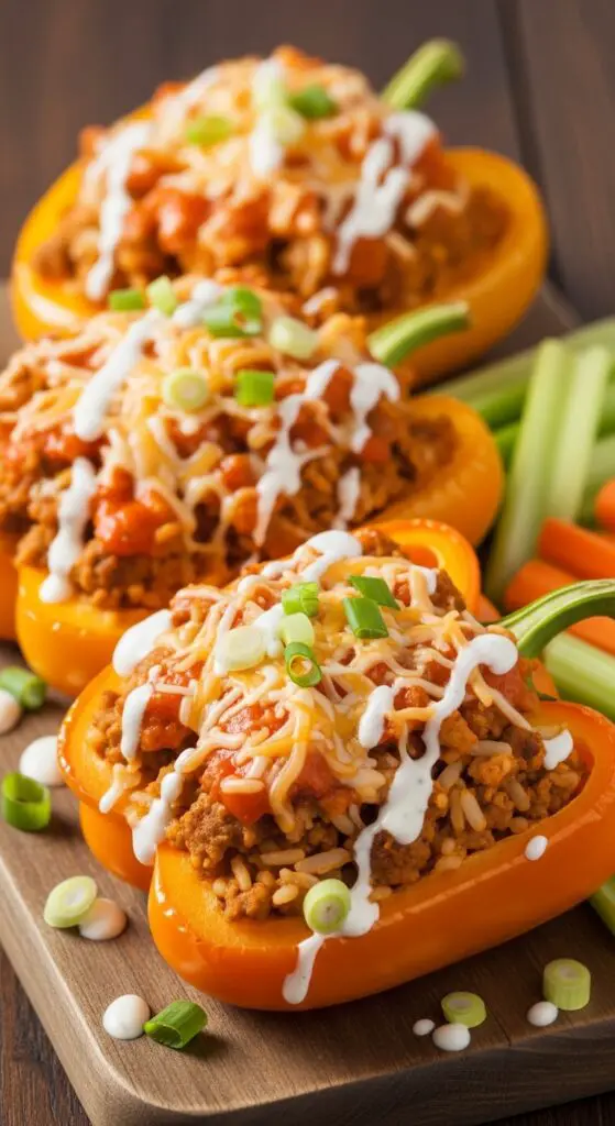 Buffalo Turkey Stuffed Peppers That Bite Back