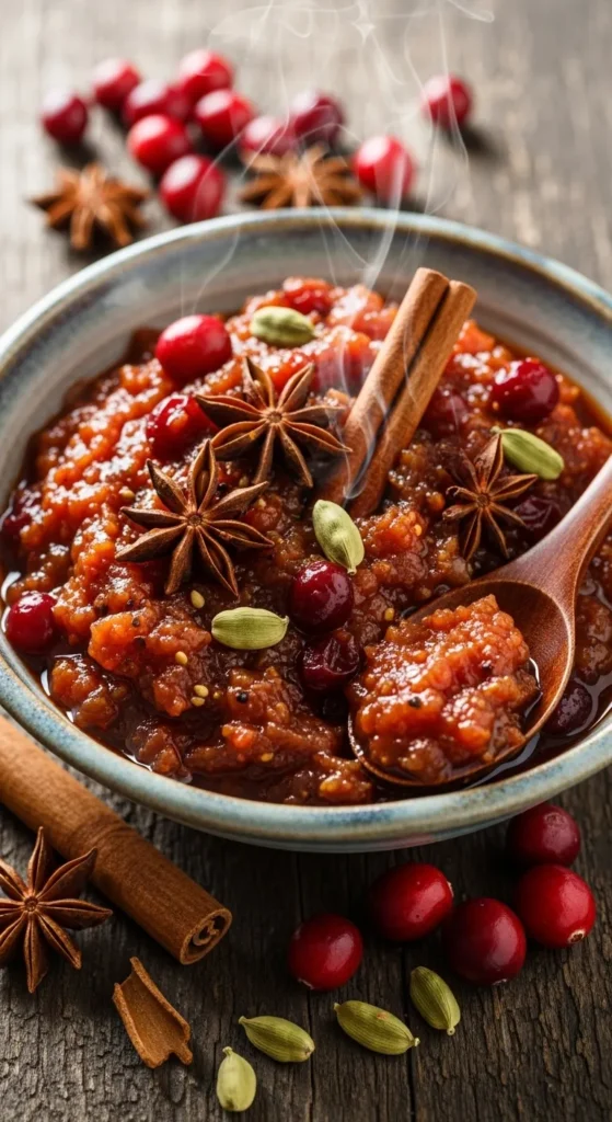 Chai-Spiced Cranberry Chutney with Star Anise