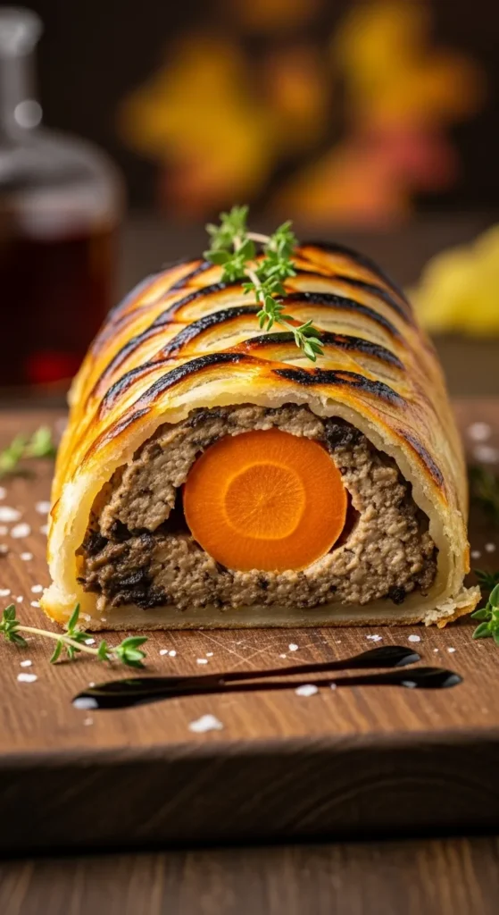 . Charred Carrot “Wellington” with Mushroom Duxelles