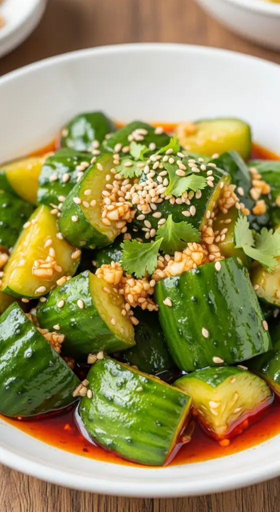 Chili Oil Cucumbers (Chinese Pai Huang Gua)