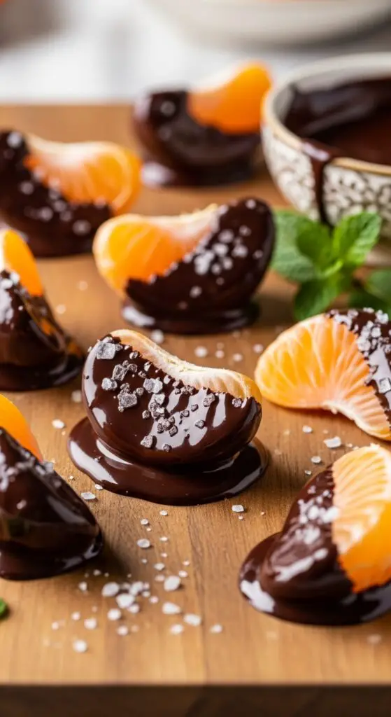Chocolate-Dipped Clementines with Sea Salt