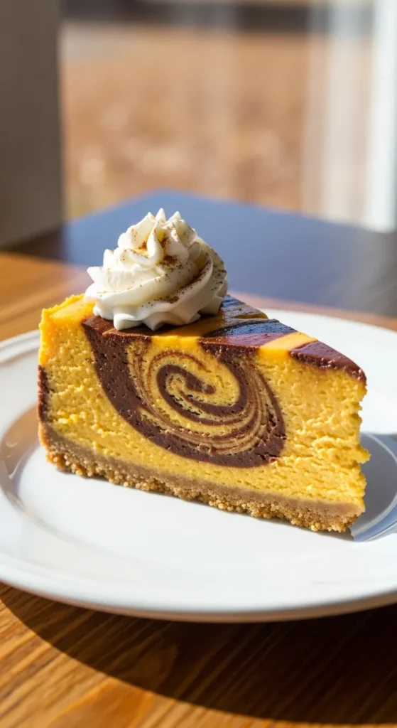 Chocolate Swirl Pumpkin Cheesecake