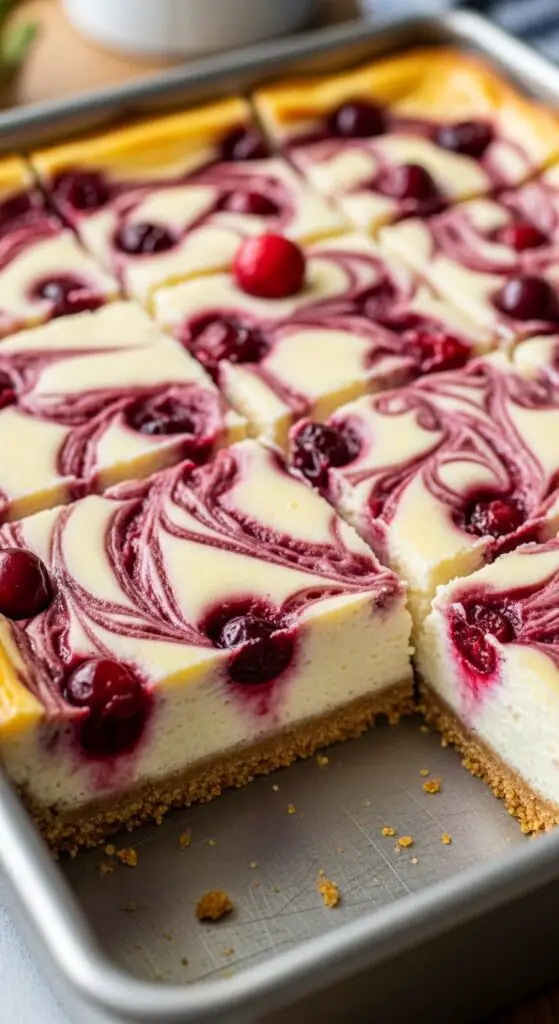 Cranberry Swirl Cheesecake Bars