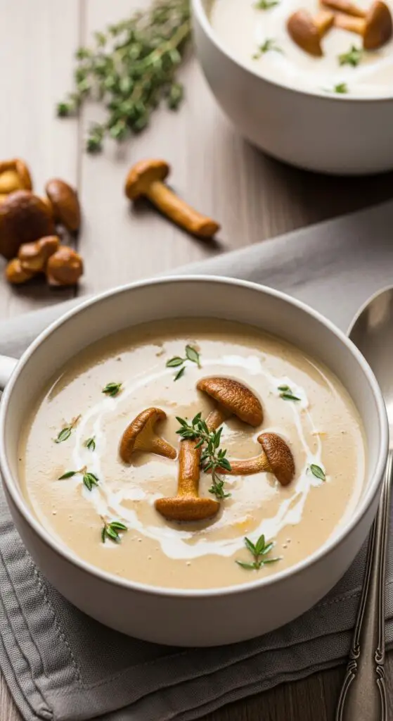 . Creamy Wild Mushroom & Thyme Soup