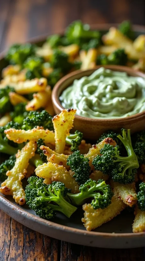 Crispy Broccolini Chips with Truffle Aioli