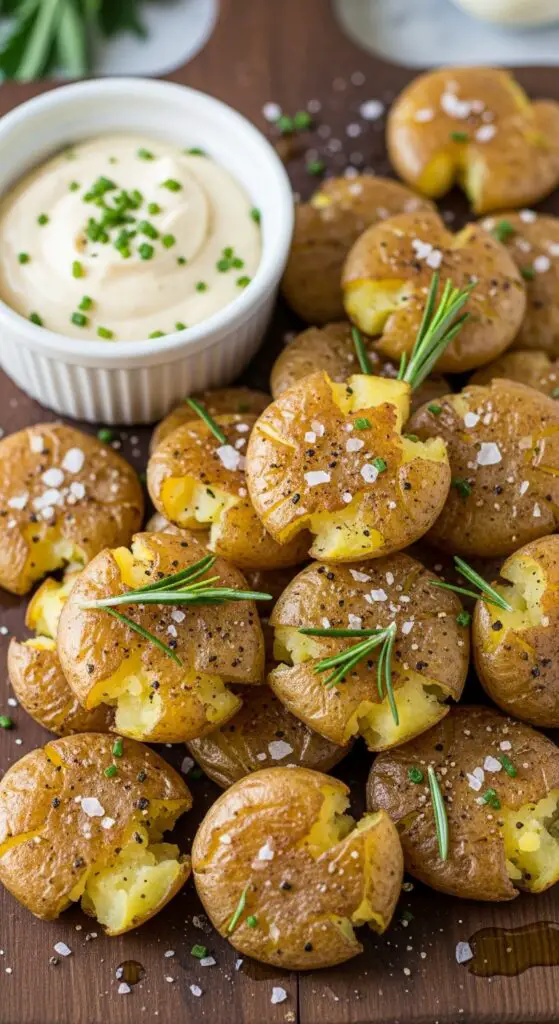 Crispy Smashed Potatoes with Garlic Aioli