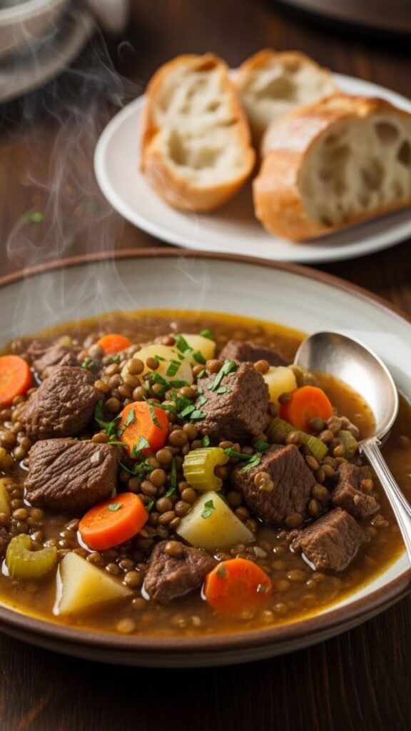 . Crockpot Beef and Lentil Stew