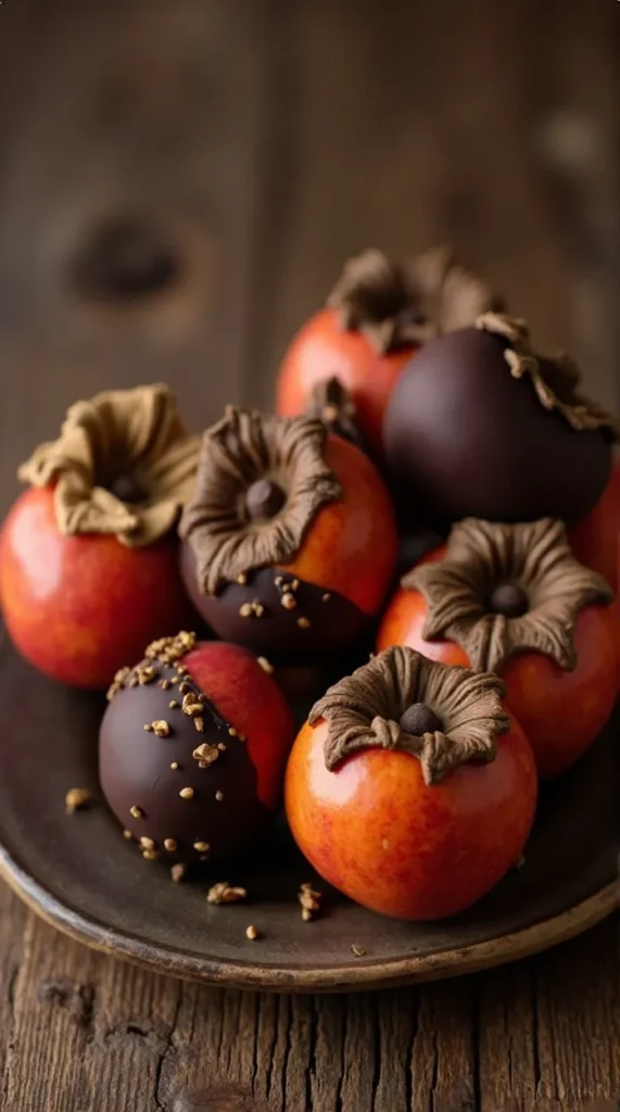 Dark Chocolate Dipped Persimmons