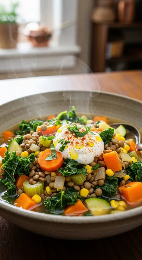 Everything but the Kitchen Sink Lentil & Kale Soup