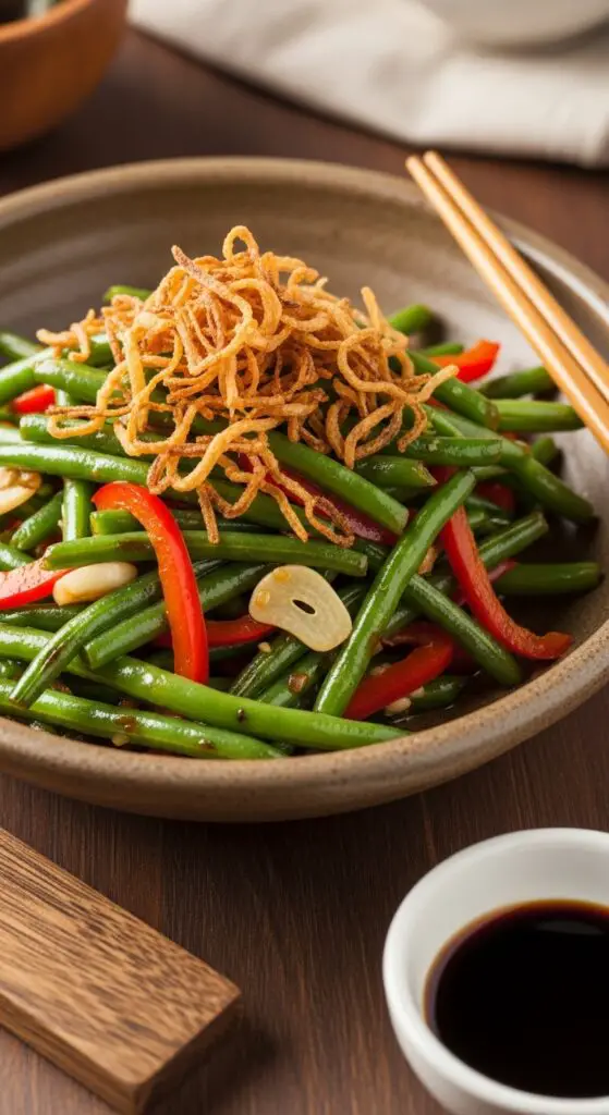 Green Bean Stir-Fry with Crispy Shallots