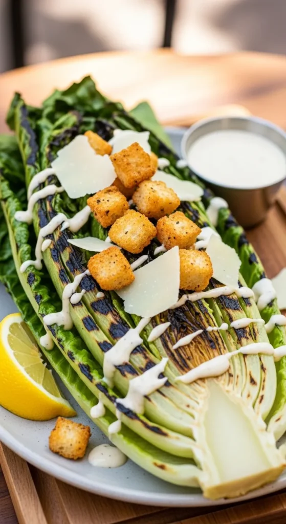 Grilled Caesar Salad with Charred Romaine