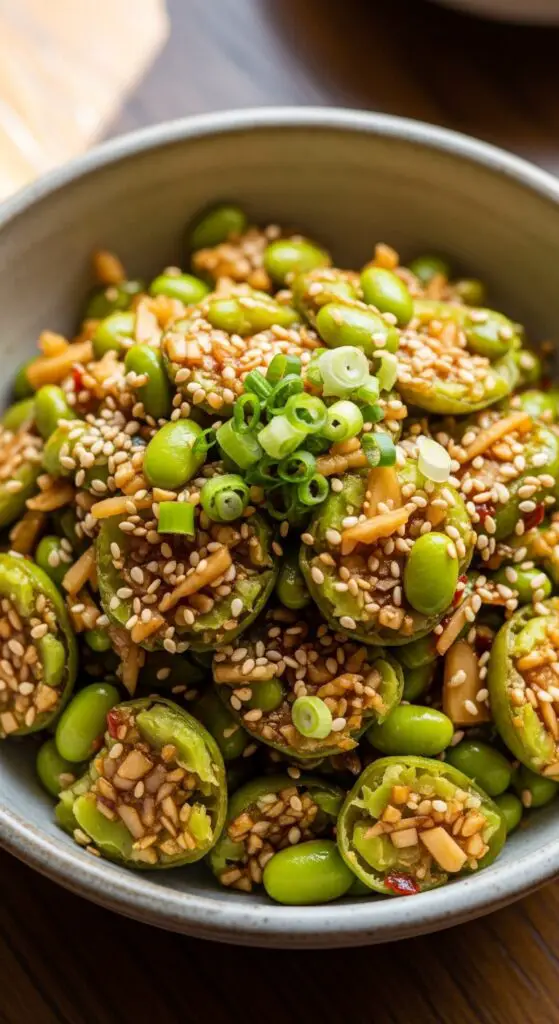 Smashed Garlic Ginger Edamame