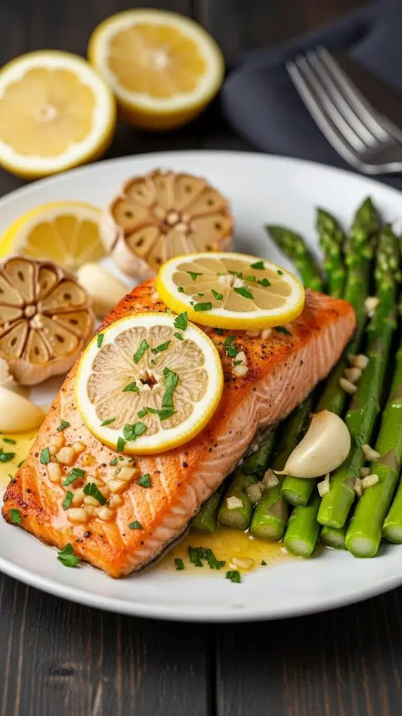 Lemon Garlic Salmon & Asparagus