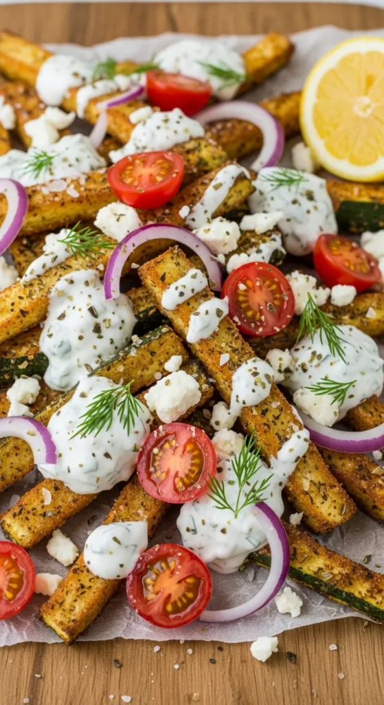Loaded Greek Zucchini Fries