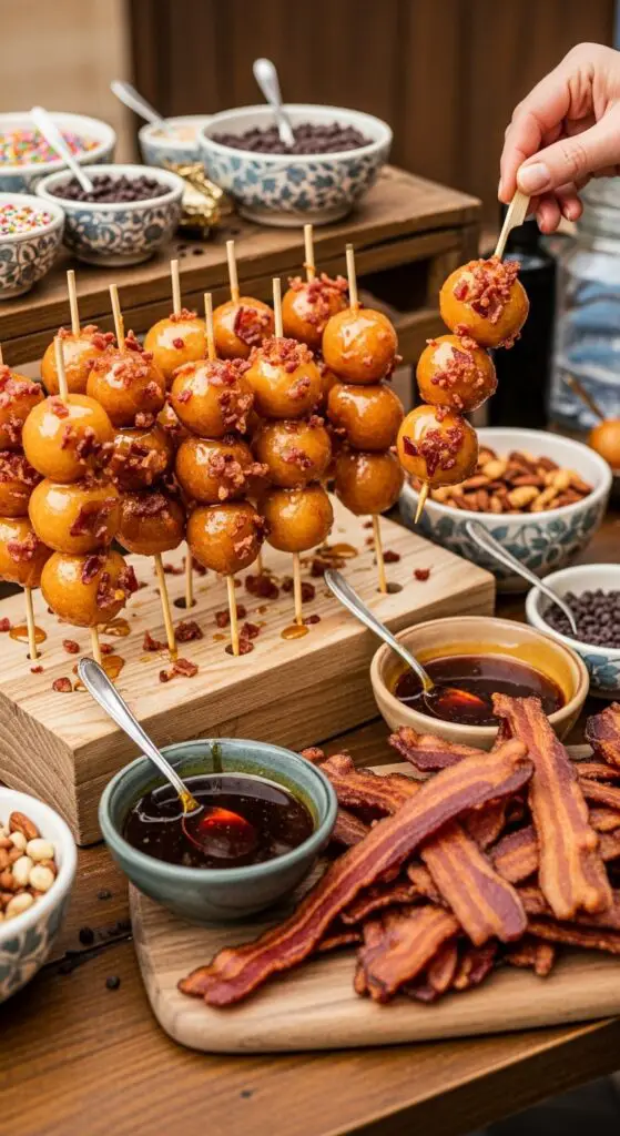Maple Bacon Doughnut Hole Skewer Bar