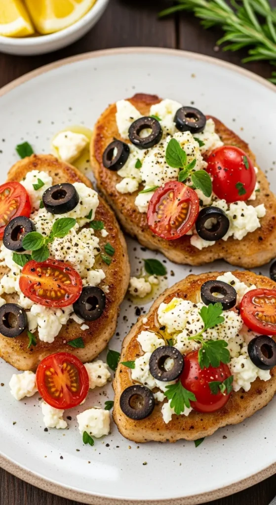 Mediterranean Turkey Cutlets with Feta & Tomatoes