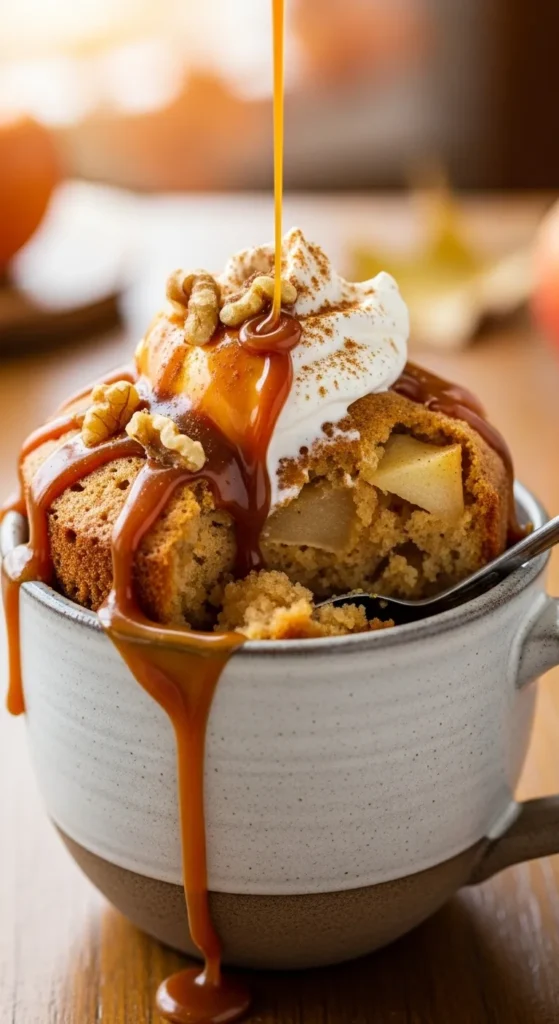 Microwave Caramel Apple Mug Cake