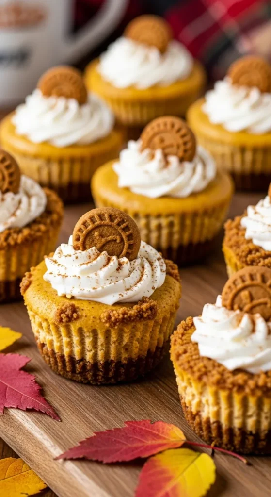 Mini Pumpkin Cheesecakes with Gingersnap Crust 