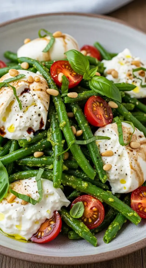 Pesto Green Bean Salad with Burrata
