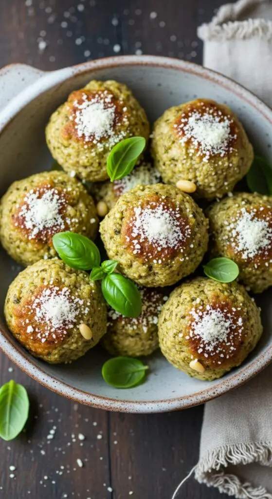 Pesto Parmesan Turkey Meatballs