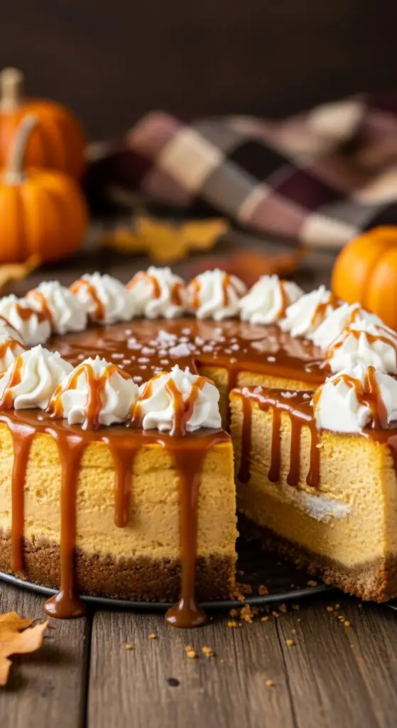 Pumpkin Cheesecake with Salted Caramel