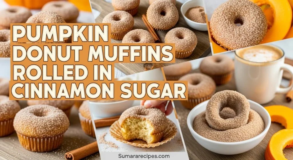 Pumpkin Donut Muffins Rolled in Cinnamon Sugar