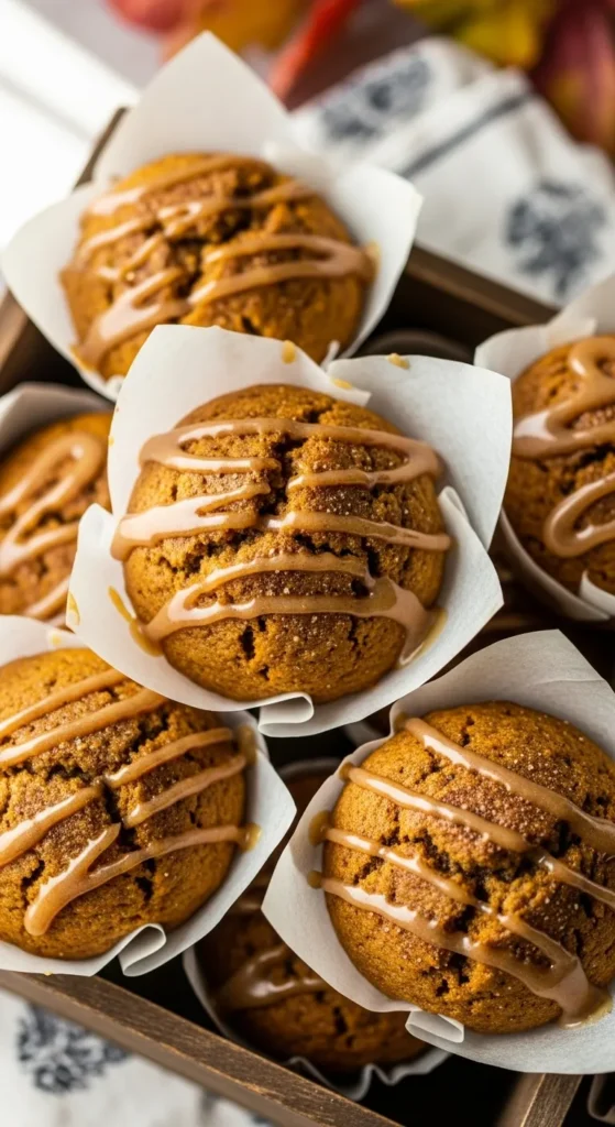 Pumpkin Muffins with Maple Glaze Drizzle