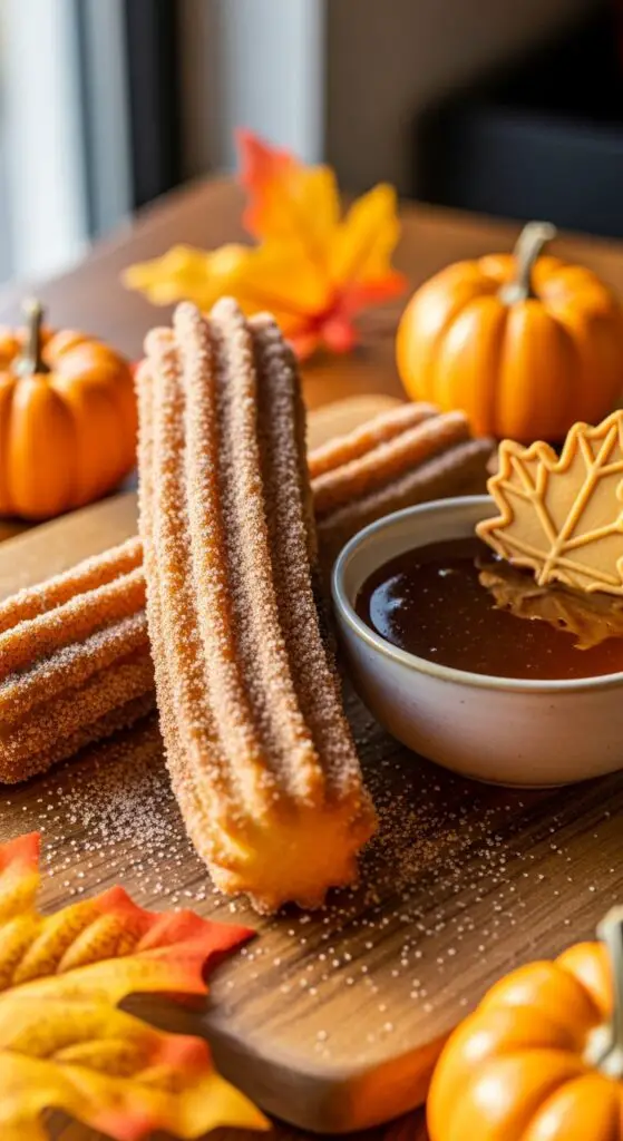Pumpkin Spice Churros with Maple Dipping Sauce