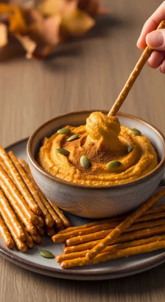 Pumpkin Spice Hummus & Pretzel Dippers