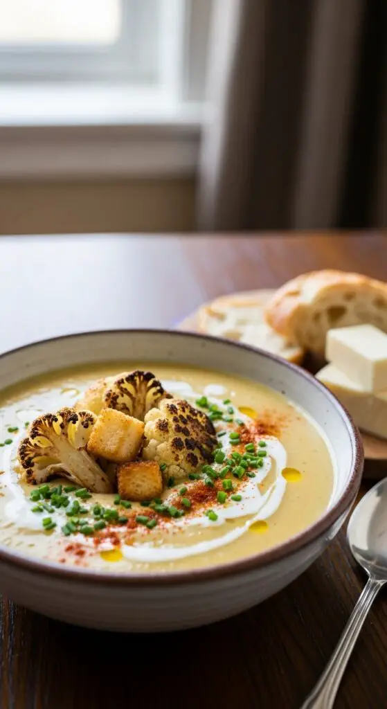 Roasted Cauliflower & White Cheddar Soup