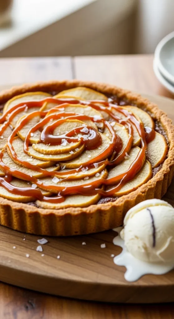 Salted Caramel Apple Tart with Miso Crust