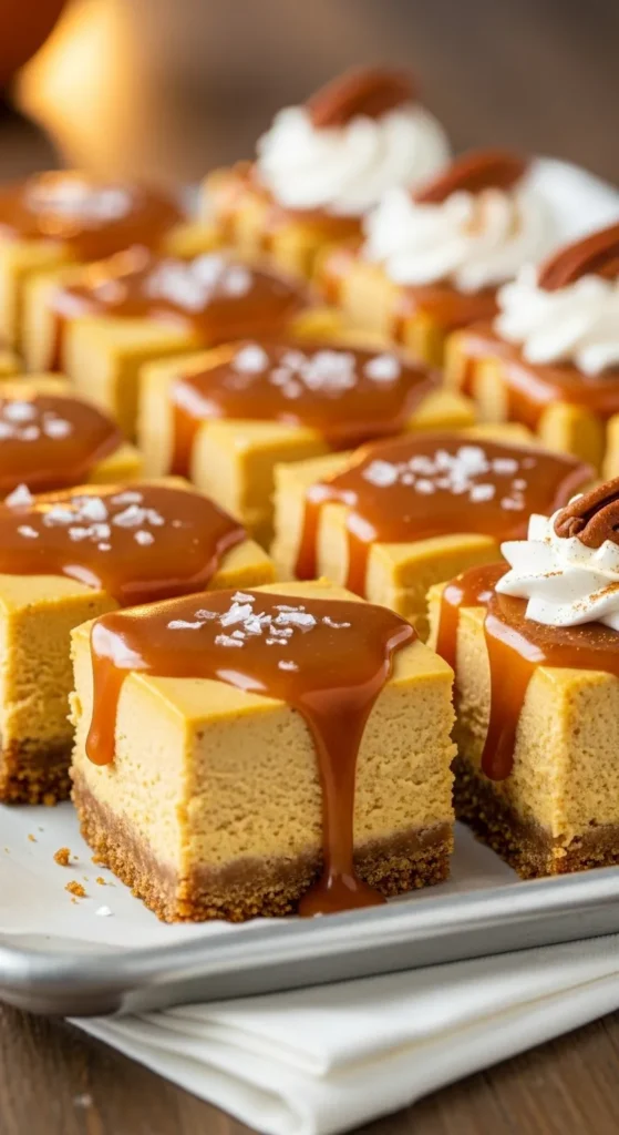 Salted Caramel Pumpkin Cheesecake Bars