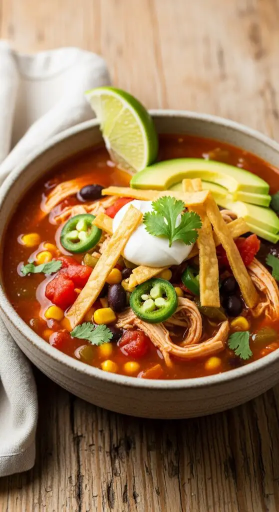 Set It and Forget It Slow Cooker Chicken Tortilla Soup