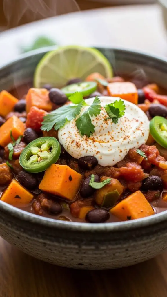 Spicy Black Bean & Sweet Potato Chili