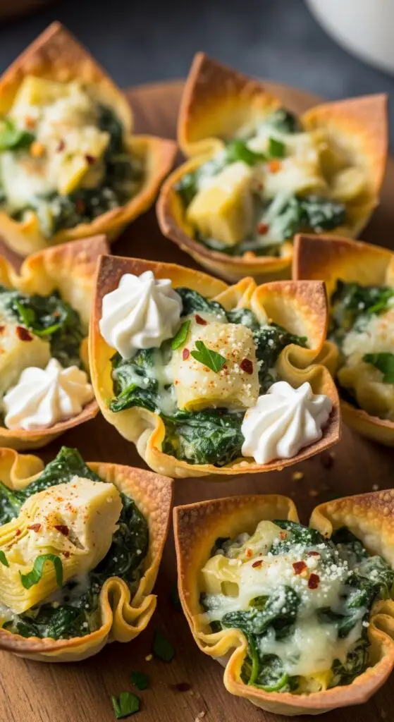 Spinach Artichoke Wonton Cups