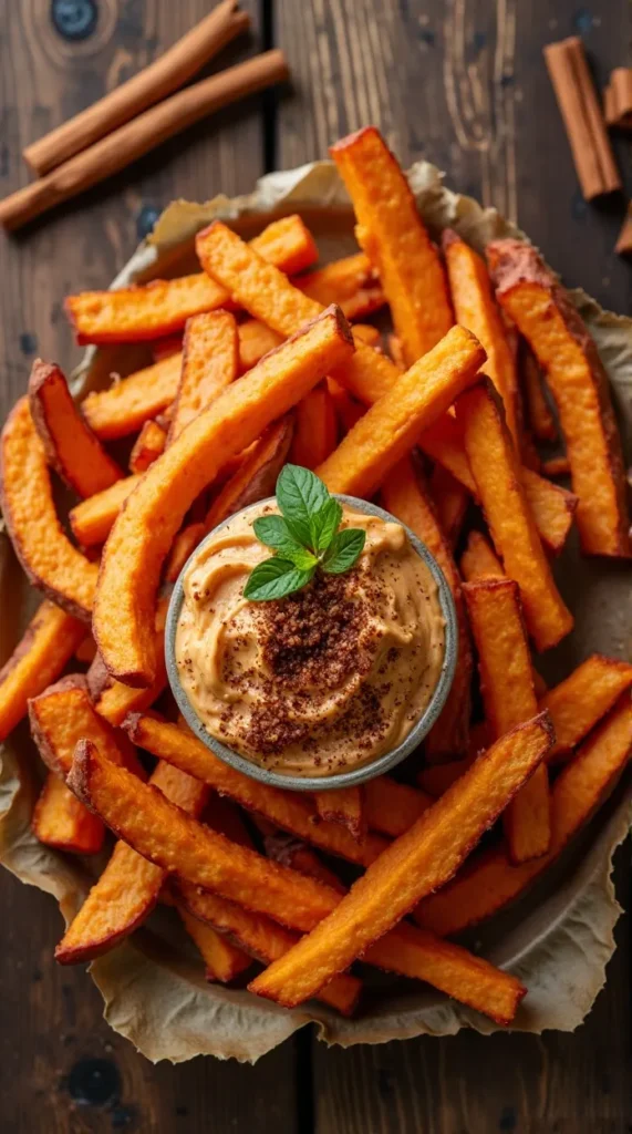 Sweet Potato Fries with Cinnamon Maple Dip