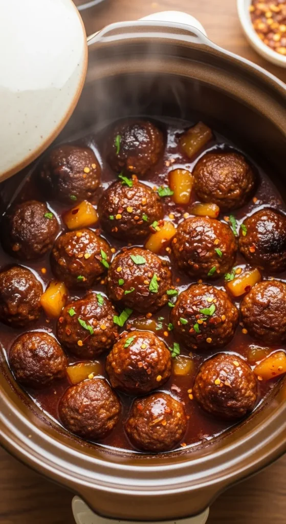 Sweet & Spicy Meatballs (Crockpot)