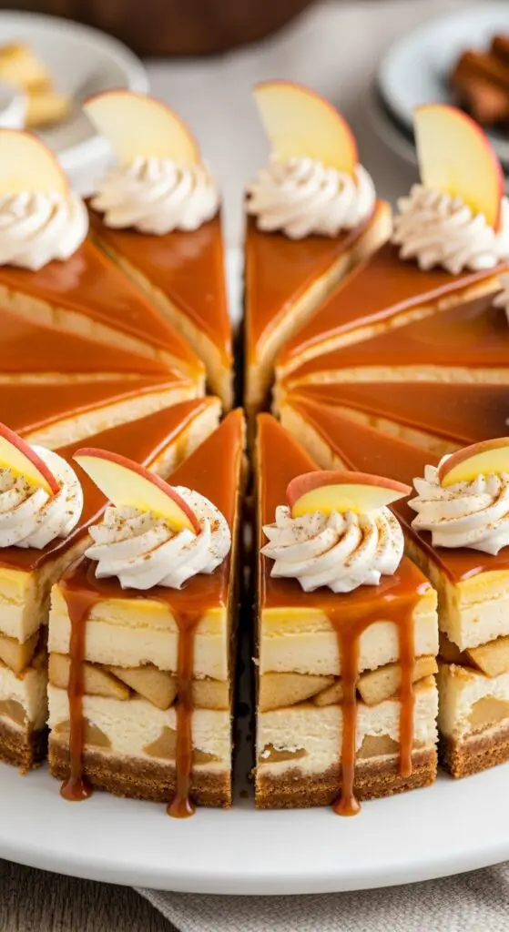 Triple-Layer Apple Caramel Cheesecake (20 Slices)
