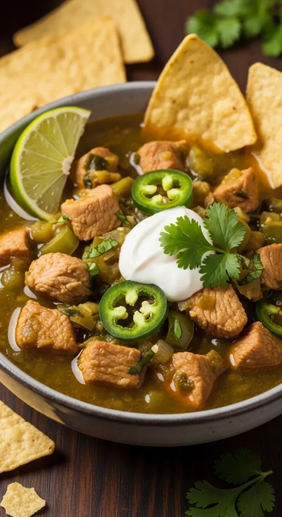 Turkey Chili Verde That’s Green and Mean