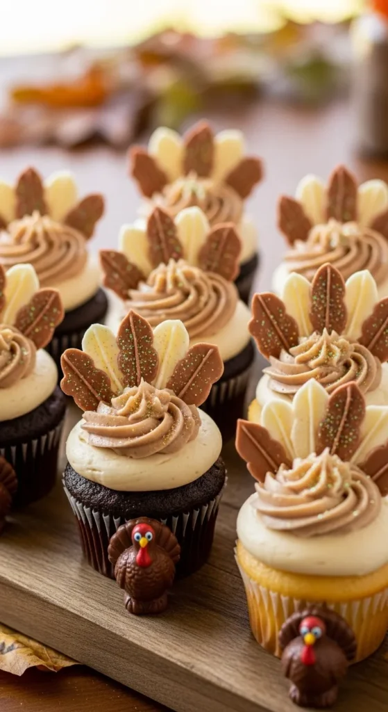 Turkey Feather Fan Cupcakes