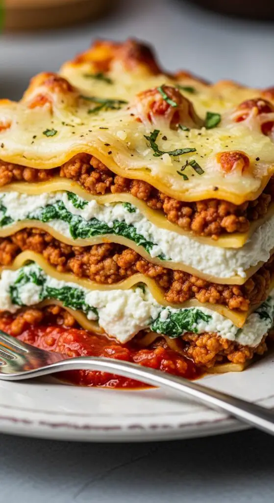 Turkey Lasagna with Ricotta & Spinach