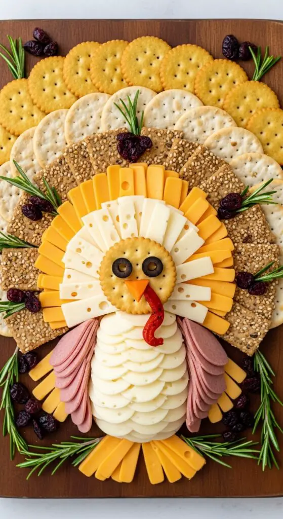 Turkey-Shaped Cheese & Cracker Stackers