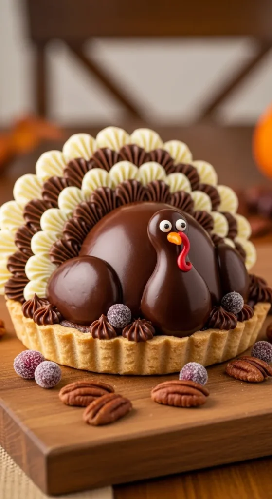 Turkey-Shaped Chocolate Ganache Tart